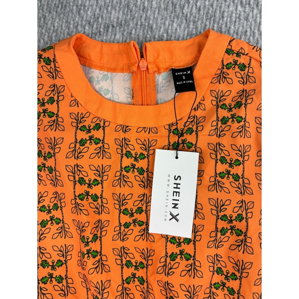 SHEIN X Womens S Orange Floral Jumpsuit Long Sleeve Jogger NWT Botanical - Picture 2 of 10